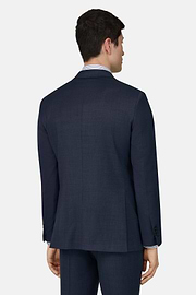 Micro Fancy Wool Stretch Suit, Blue, thumb, 3