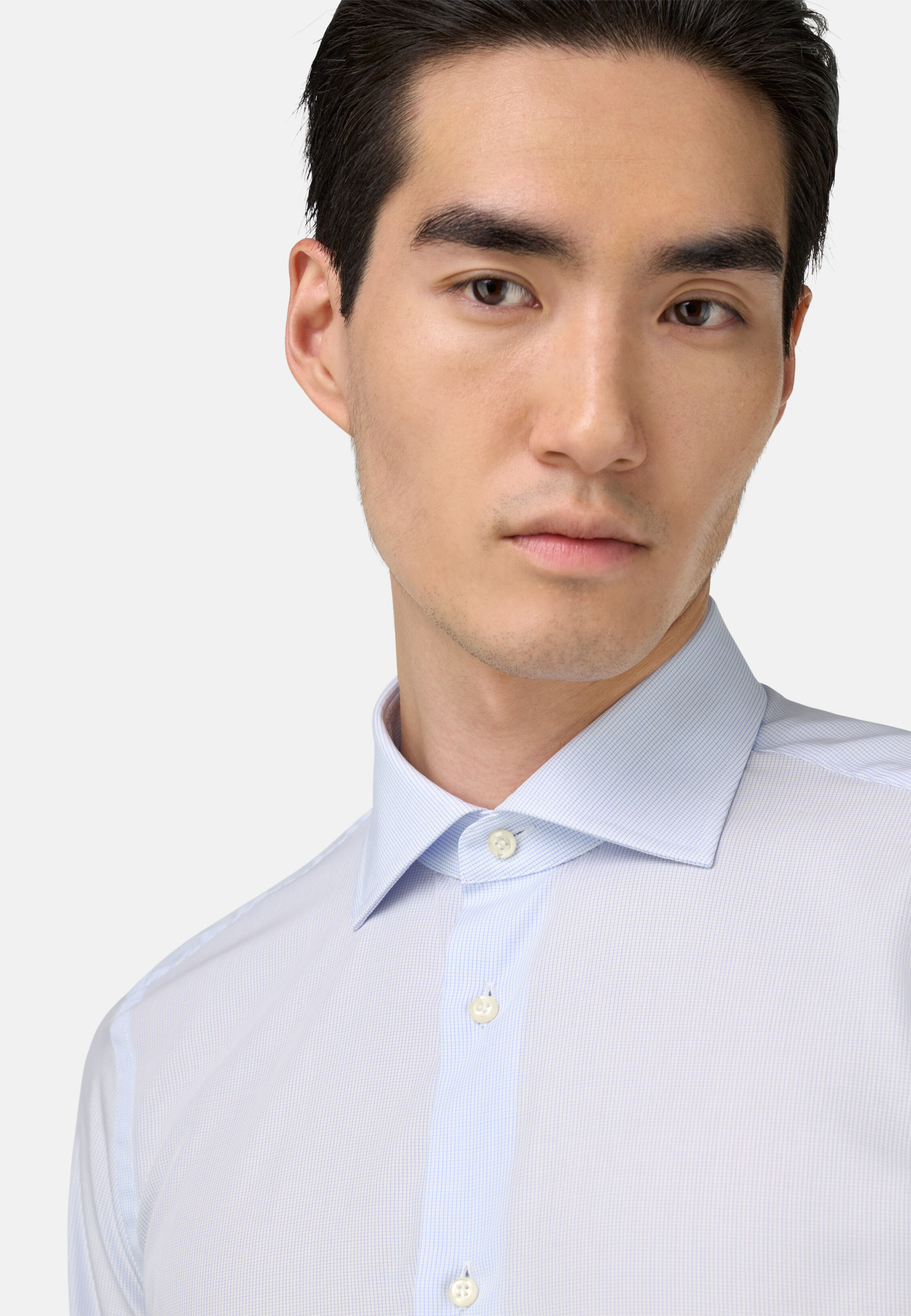 CASAMODA Camicia Da Lavoro A Quadretti Comfort Fit - Azzurro, Taglia 55, Puro Cotone, Colletto Con Bottoni