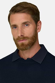 Rundhalspullover aus extrafeiner Merinowolle, Navy blau, thumb, 3