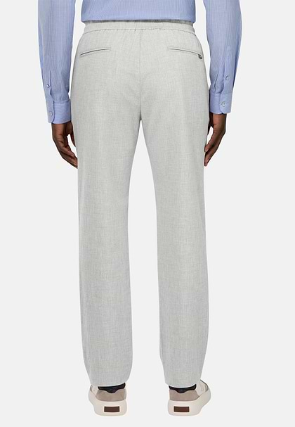 City Trousers in Stretch Seersucker, Light grey, hi-res