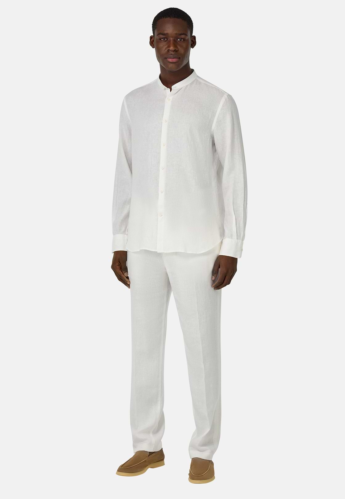 Pantalon En Lin, Blanc, hi-res
