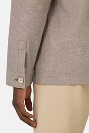 Veste Chemise en Coton et Lin, Taupe, hi-res