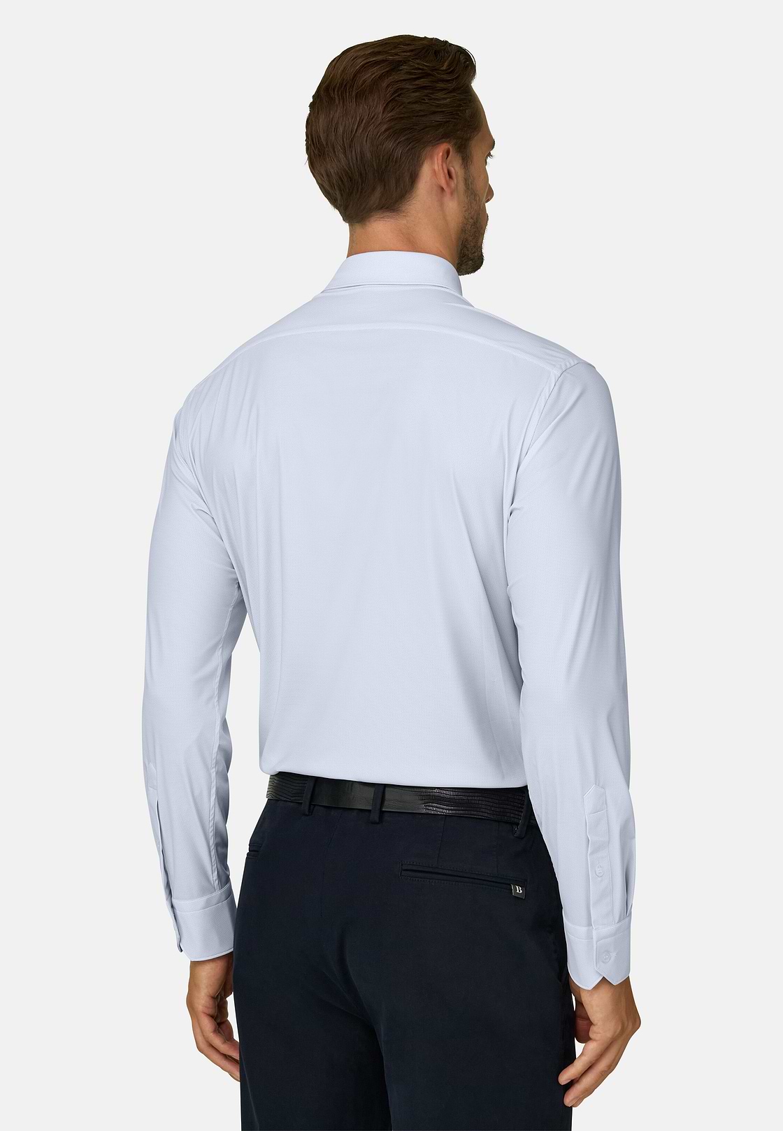 Shirt Micro Patterned Nylon Stretch Slim Fit B Tech, Light Blue, hi-res, 6
