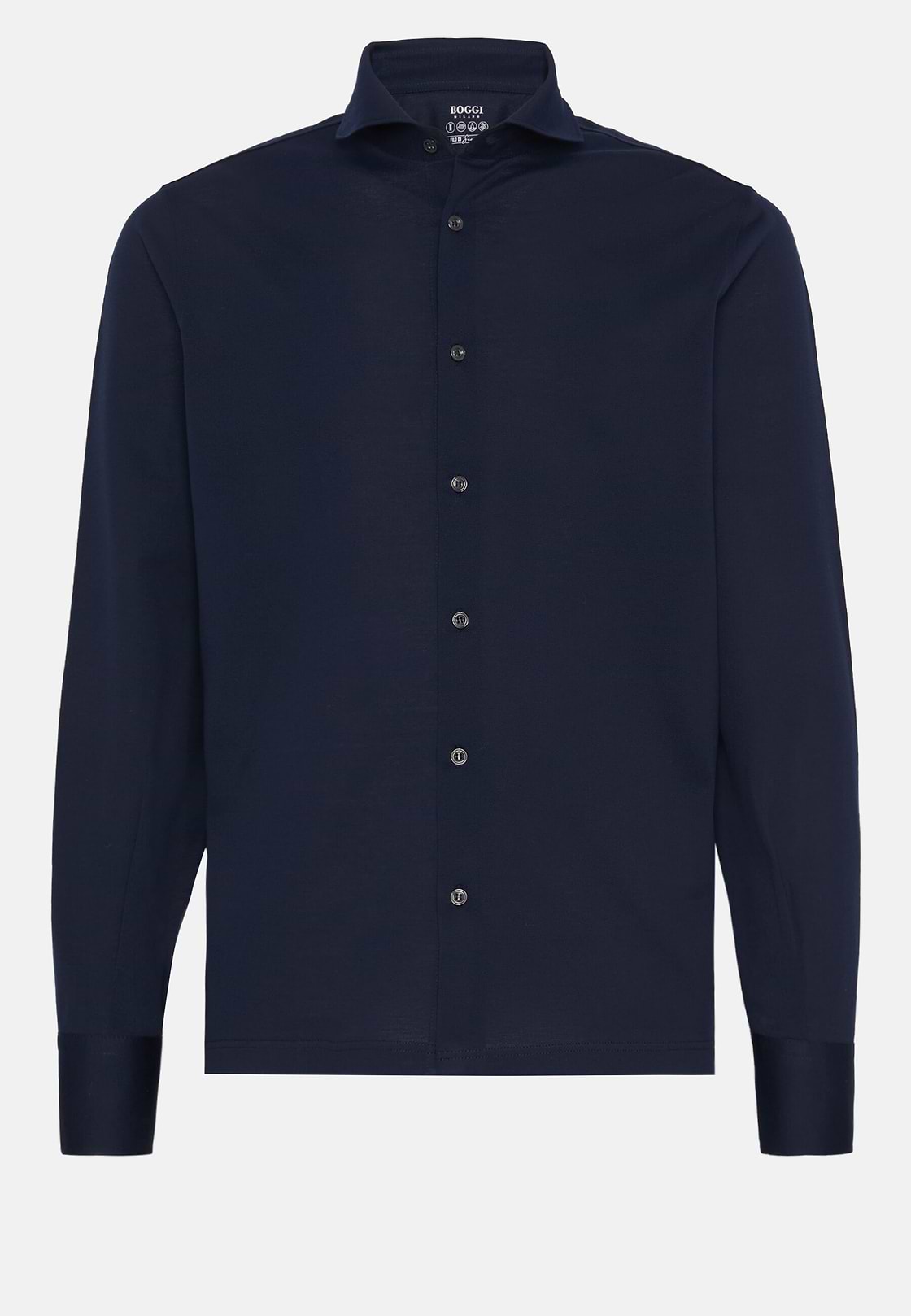 Slim Fit Polo Shirt in Filo Di Scozia Pique, Navy blue, hi-res