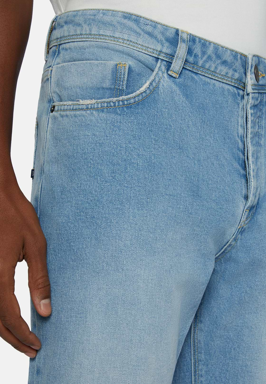 Jean En Denim Extensible Bleu À Délavage Clair, Bleu clair, hi-res