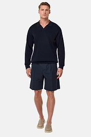 Bermuda In Seersucker Di Cotone, Navy, hi-res