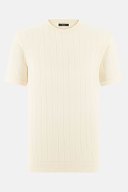 T-Shirt aus Baumwoll-Seiden-Strick, Creme, thumb, 5