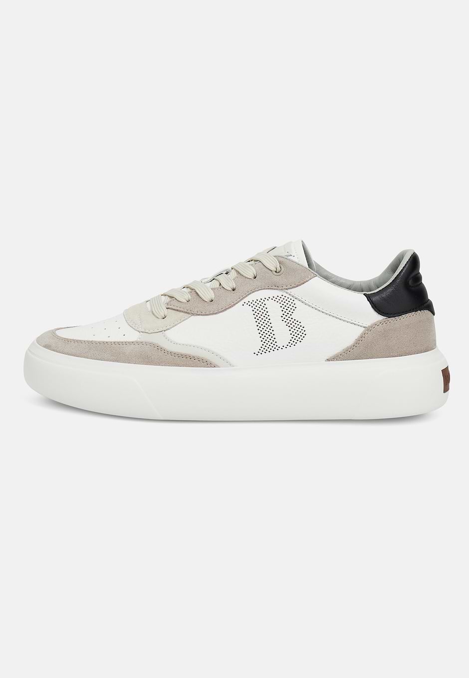 Sneakers En Cuir Avec Macro-Logo, Taupe, hi-res