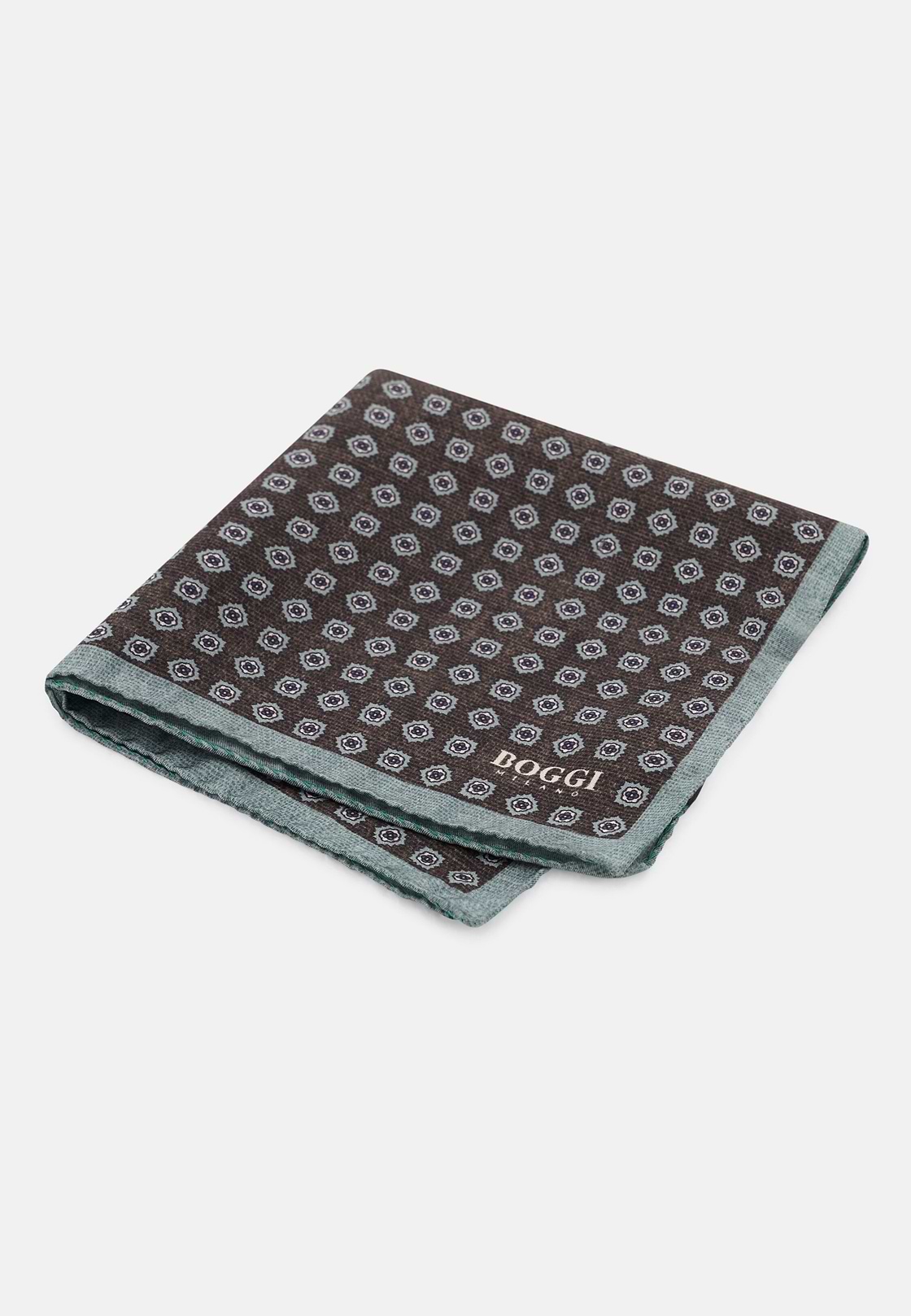 Pocket Square Floral Pattern Silk, Taupe, hi-res, 1