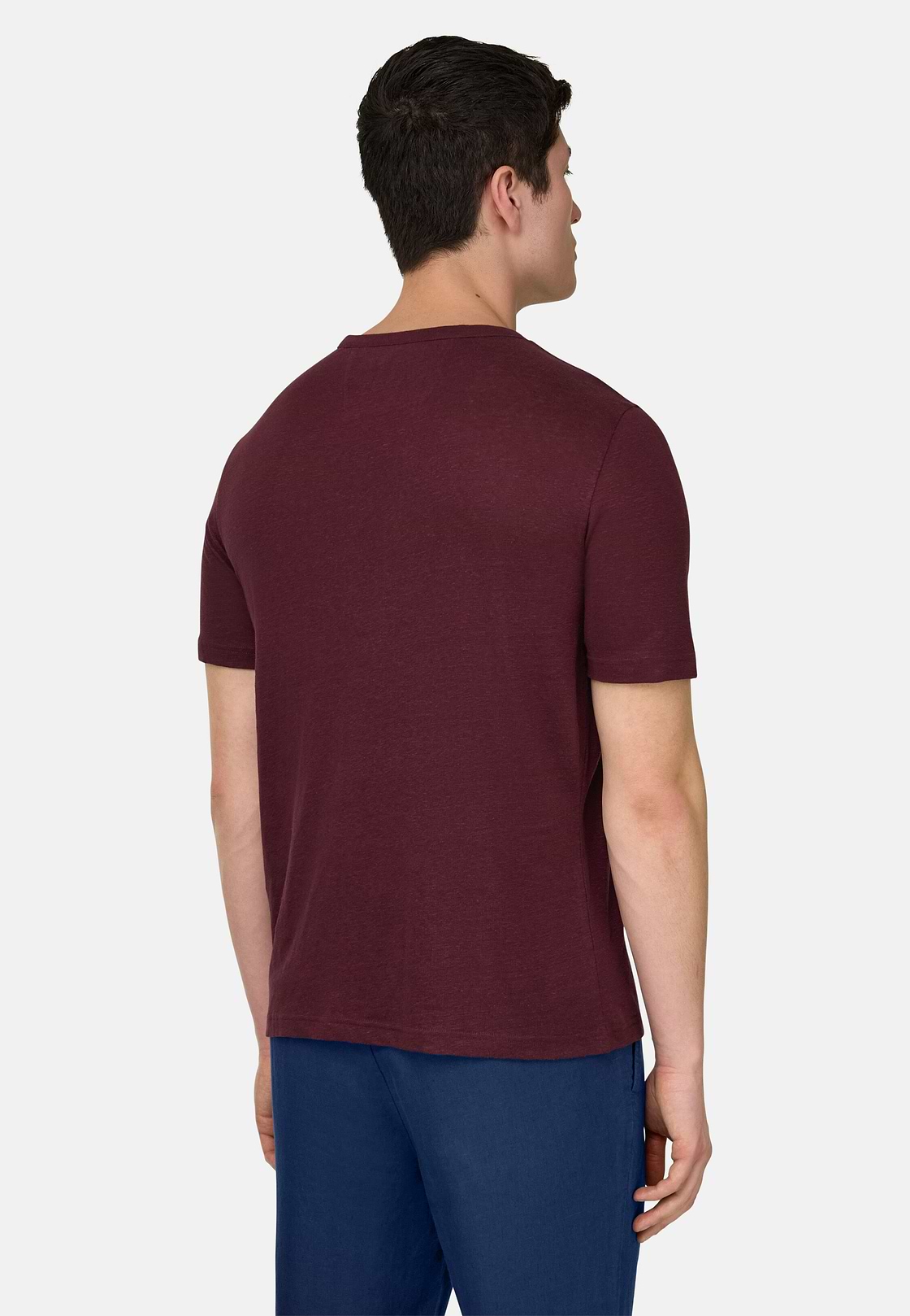 T-Shirt Aus Stretch-Leinen-Jersey, Burgundy, hi-res, 3