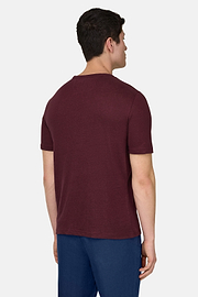 T-Shirt Aus Stretch-Leinen-Jersey, Burgundy, thumb, 3