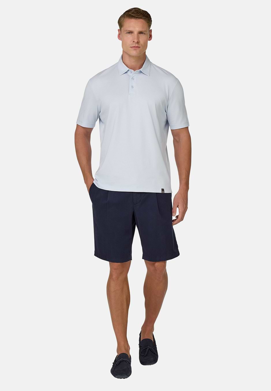 Polo Shirt In Stretch Supima Cotton, Light Blue, hi-res