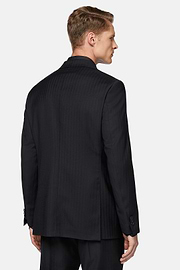 Black Herringbone Suit In Pure Wool, Black, hi-res