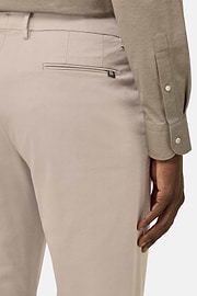 Pantaloni In Cotone Tencel Elasticizzato, Taupe, hi-res