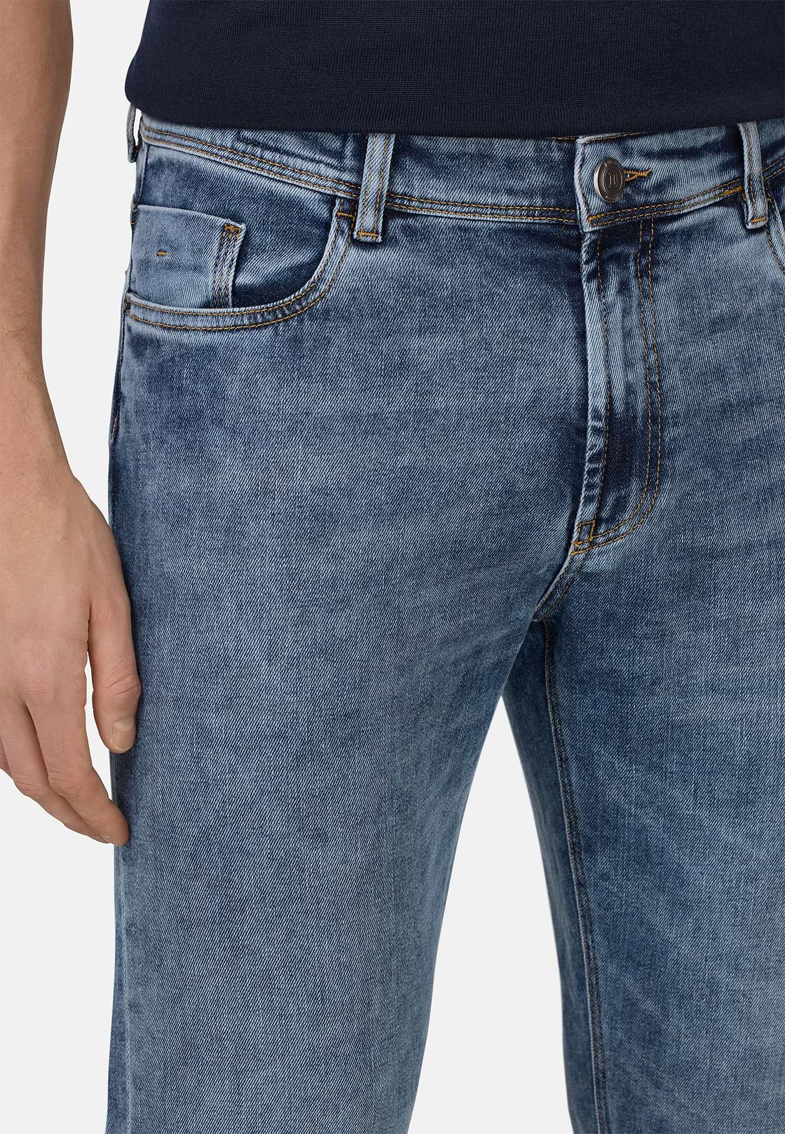 Medium Blue Stretch Denim Jeans, Light Blue, hi-res, 5