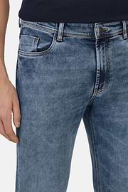 Medium Blue Stretch Denim Jeans, Light Blue, thumb, 5