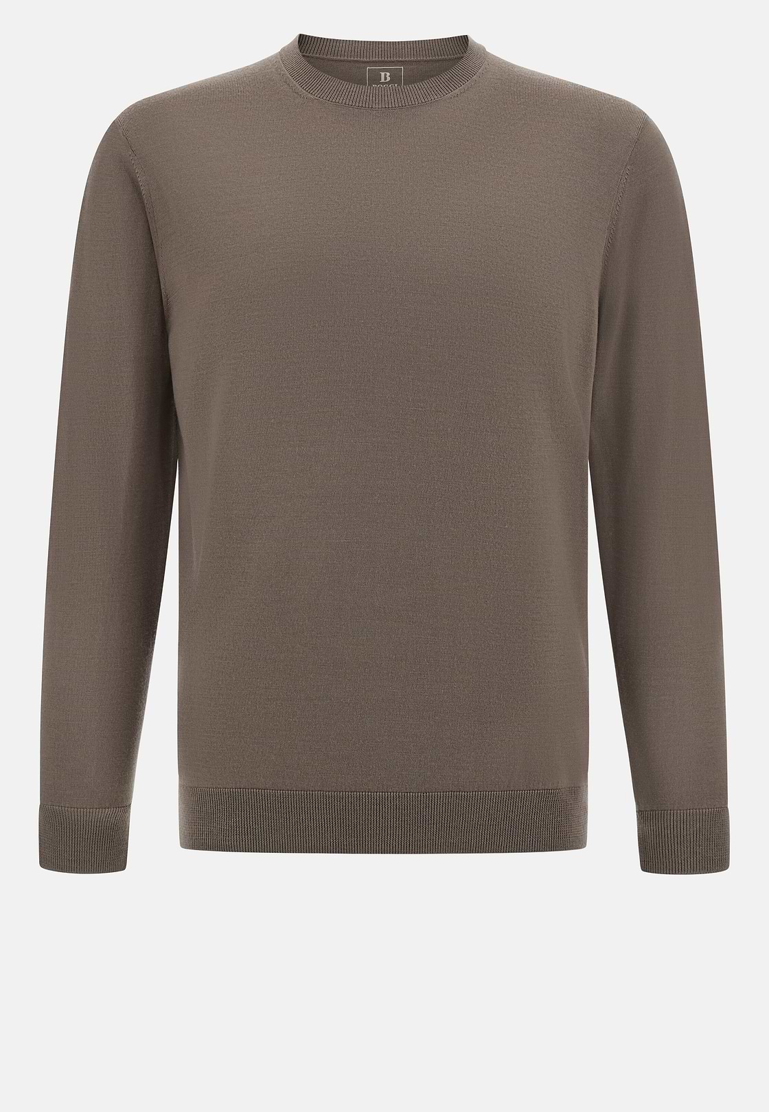 Jersey De Cuello Redondo De Lana Merina, Taupe, hi-res