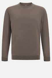 Jersey De Cuello Redondo De Lana Merina, Taupe, hi-res