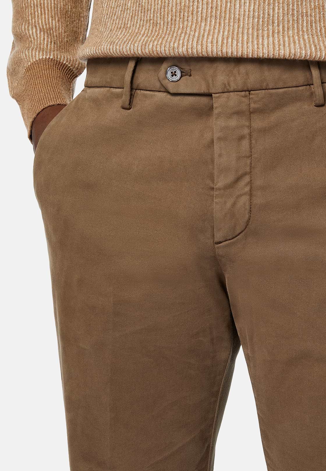 Stretch Cotton Trousers, Taupe, hi-res