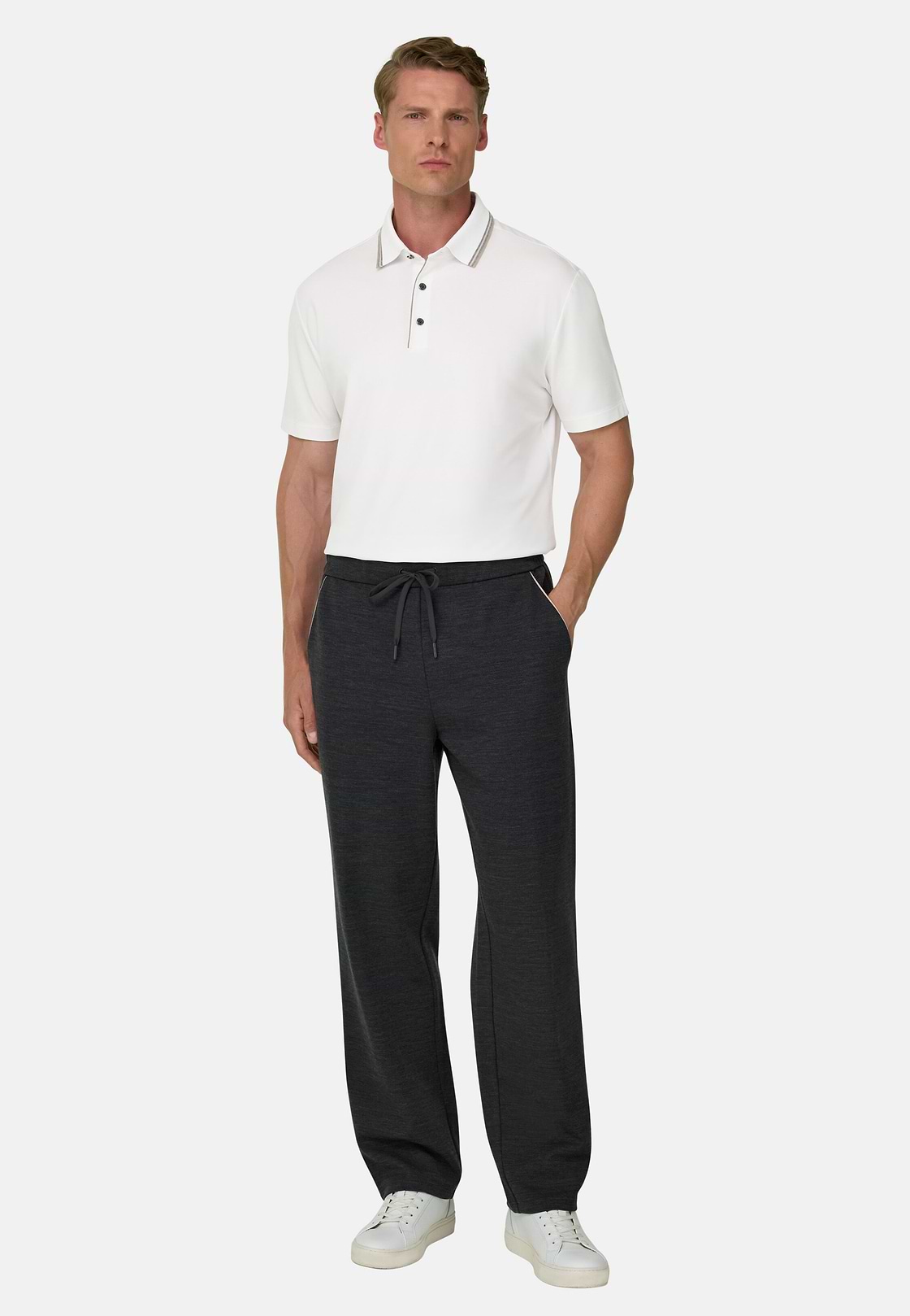 Polo aus Stretchgewebe Piqué Mischgewebe Cool Jade, Weiß, hi-res, 2