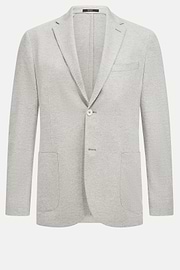 B Jersey Linen and Cotton Herringbone Jacket, Light grey, hi-res
