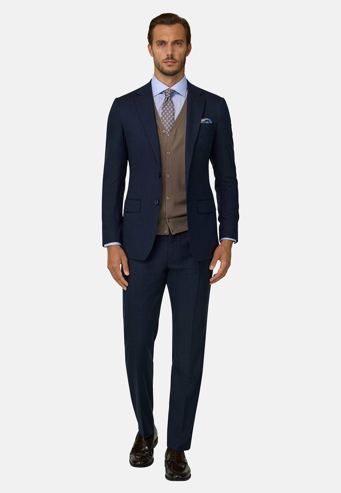 Suit Stretch Wool Cashmere Silk, Navy blue, hi-res, 2