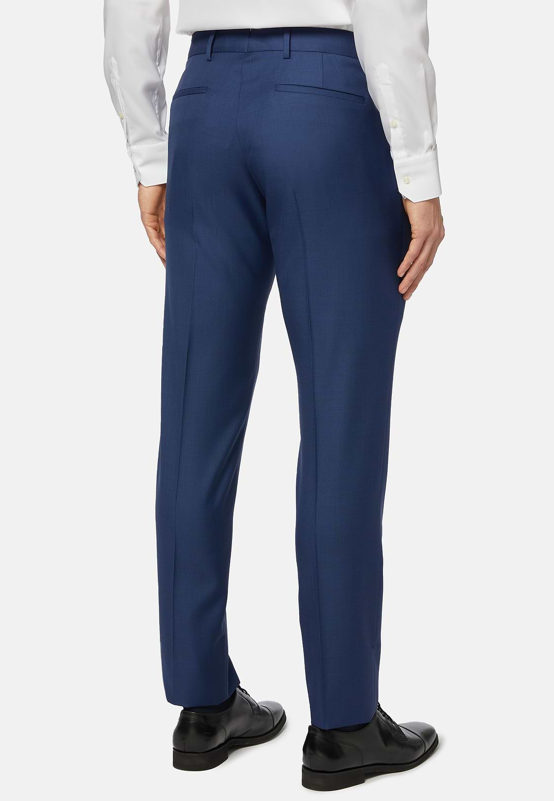 Blue Grisaille Wool Trousers, Blue, hi-res