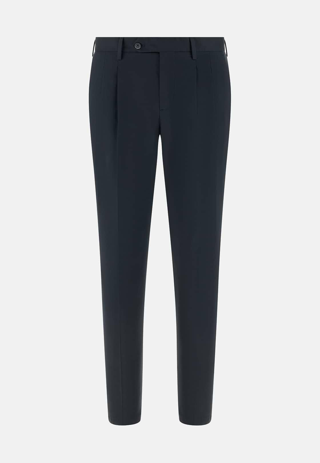 Pantaloni In Cotone Tencel, Navy, hi-res, 5