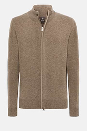 Pull Full Zip Marron En Laine Cachemire, Marron, hi-res