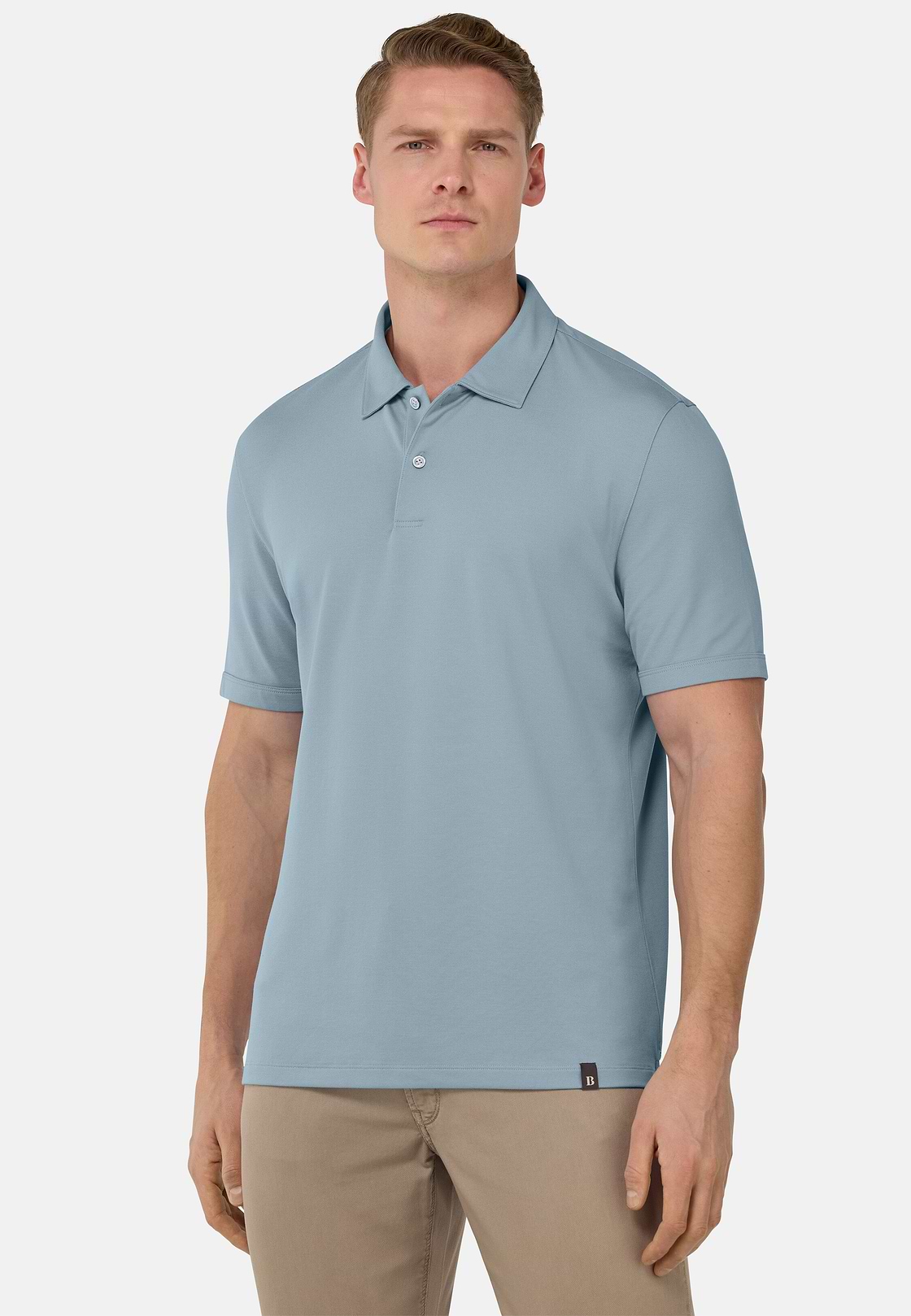 S.Cafè® High-Performance Piqué Polo Shirt, Light Blue, hi-res