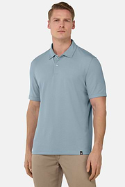 S.Cafè® High-Performance Piqué Polo Shirt, Light Blue, hi-res