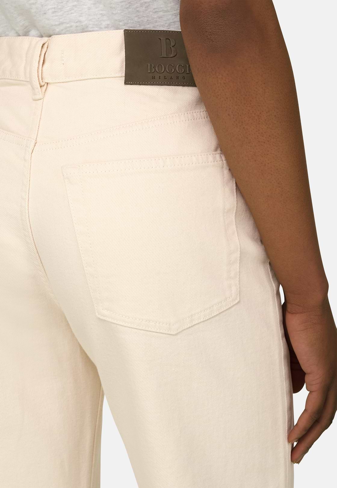 Cotton Denim Jeans, Cream, hi-res, 4