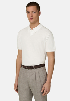 Strick-Poloshirt Aus Baumwollkrepp