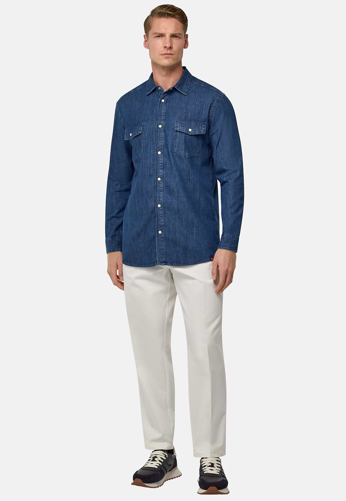Surchemise En Coton Denim, Bleu, hi-res
