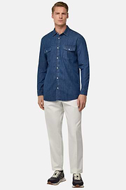 Surchemise En Coton Denim, Bleu, hi-res