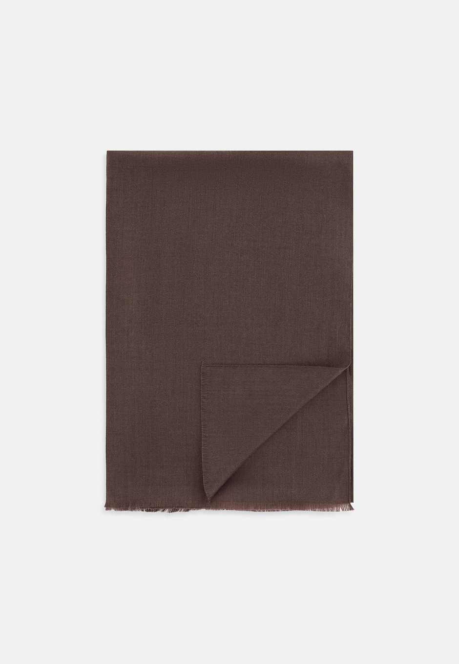 Scarf in Wool and Silk, Dark brown, hi-res