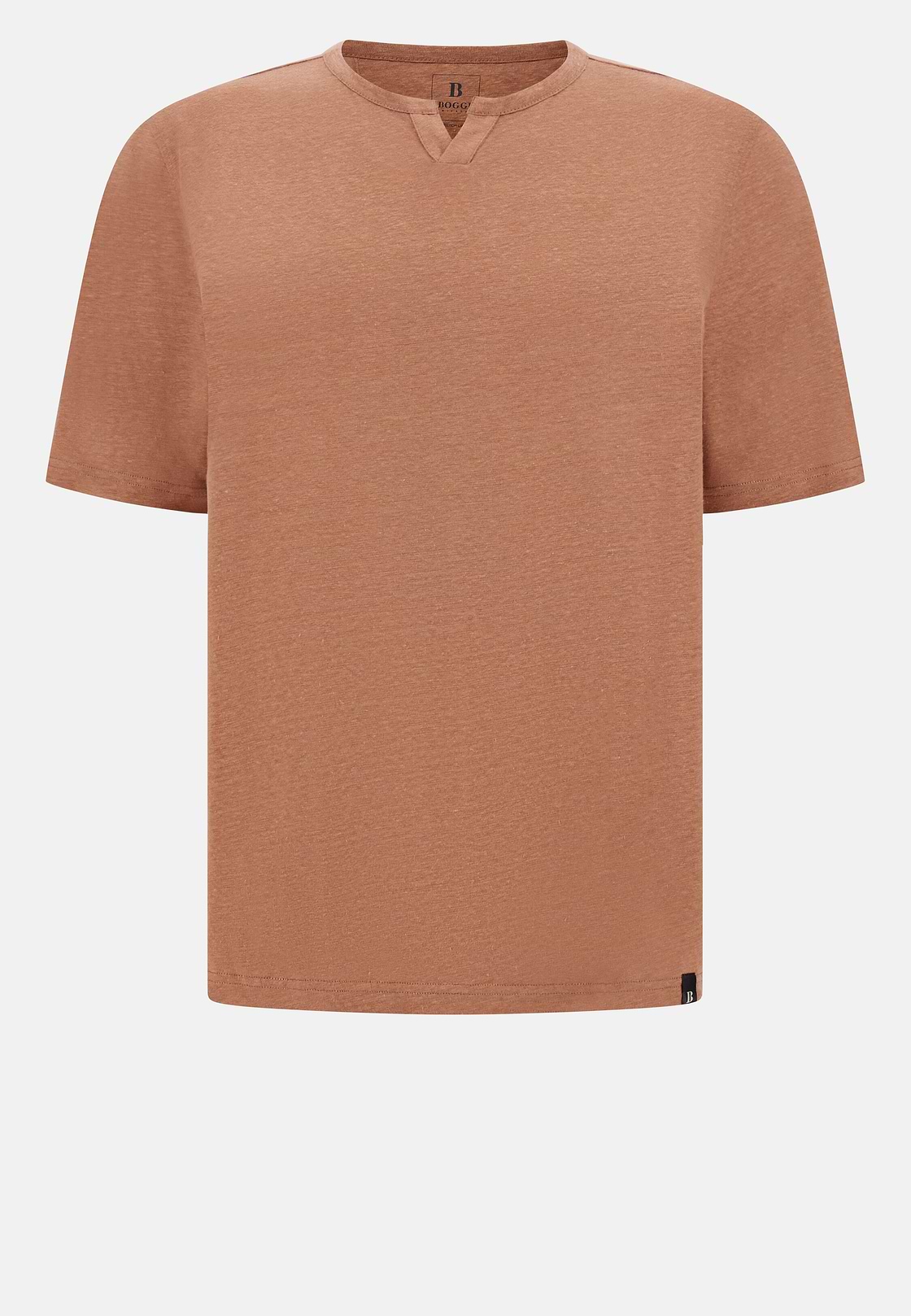 T-Shirt in Stretch Linen Jersey, Rot, hi-res