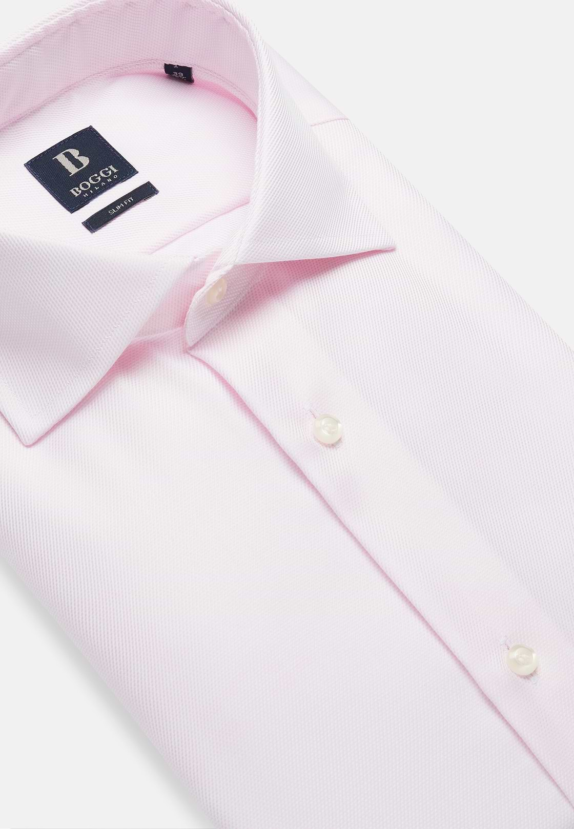 Camisa Rosa De Algodón Dobby Slim Fit, Rosado, hi-res