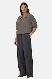 Polo in Wool and Cashmere Knitted Fabric, Taupe, thumb, 2