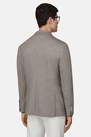 Micro Fancy Printed Cotton Blend Blazer, Light grey, thumb, 3