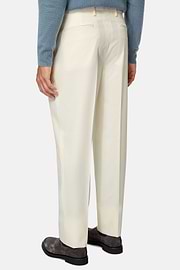 Wool Gabardine Trousers, Cream, hi-res