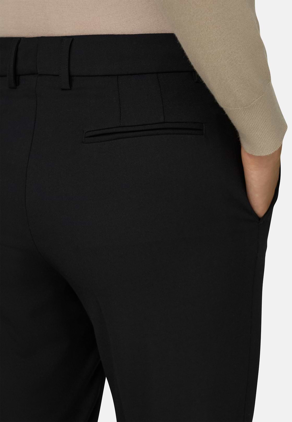 Trousers in Wool Blend Tapered Leg, Black, hi-res, 3