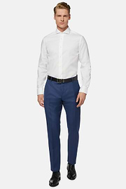 White slim fit cotton pin point shirt, White, hi-res