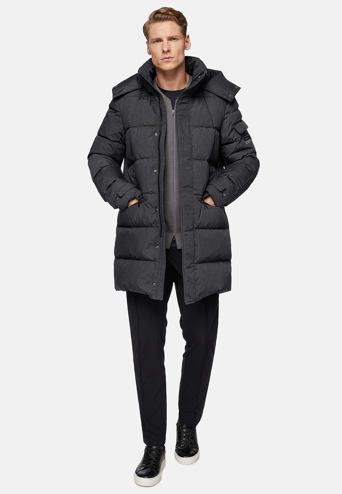 B Tech Parka In Technical Fabric And Goose Down, Grey, hi-res