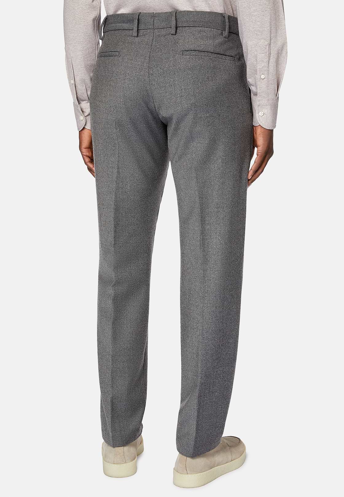Trousers in Stretch Flannel, Grey, hi-res