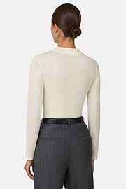 Crew Neck Jumper in Merino Wool Silk, Offwhite, thumb, 4