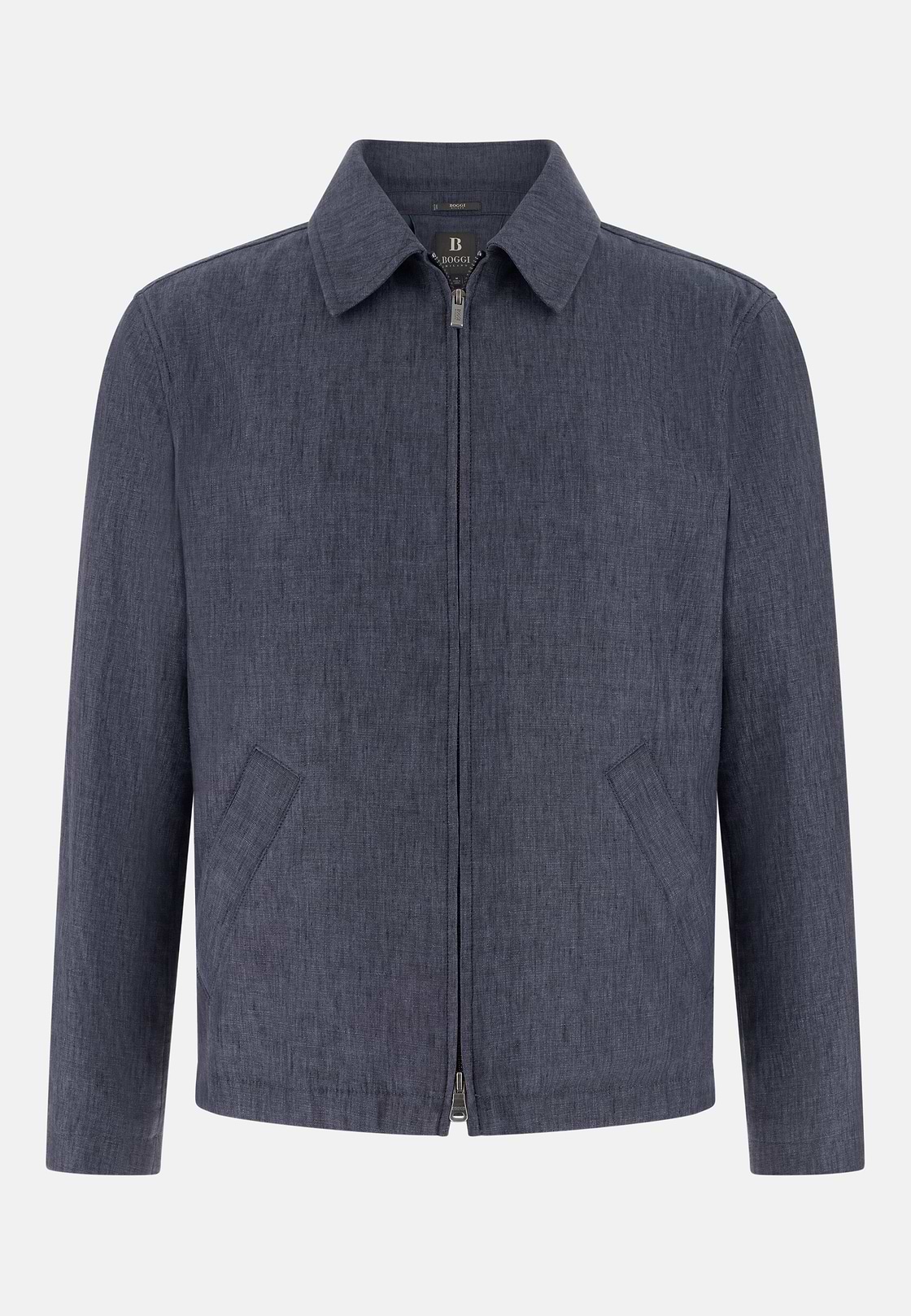 Technical Linen Bomber Jacket, Indigo, hi-res, 5