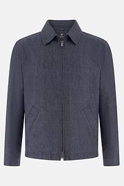 Technical Linen Bomber Jacket, Indigo, thumb, 5