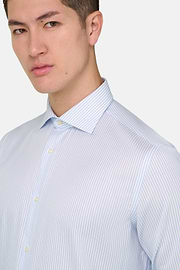 Camicia A Righe In Cotone Regular Fit, Azzurro, thumb, 4