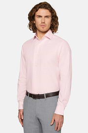 Camisa Rosa De Algodón Dobby Regular Fit, Rosado, hi-res